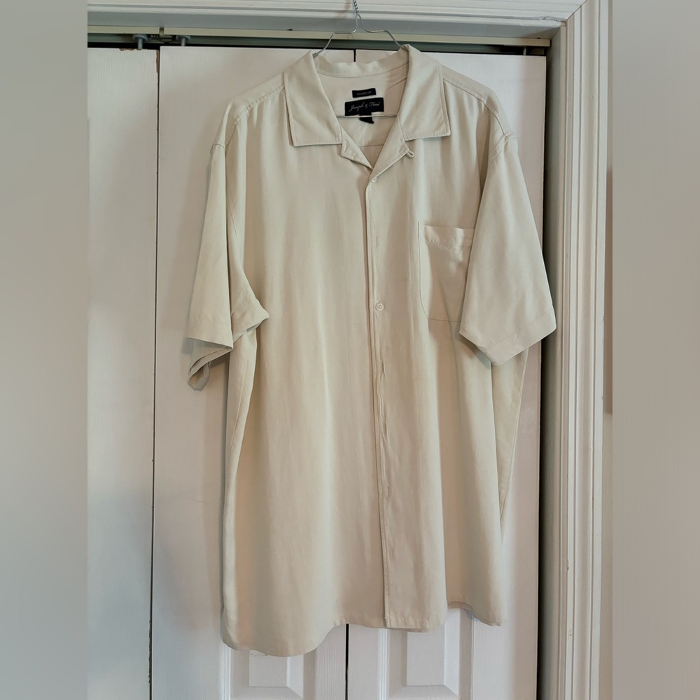 Joseph & Feiss Silk camp collar cream short sleeve